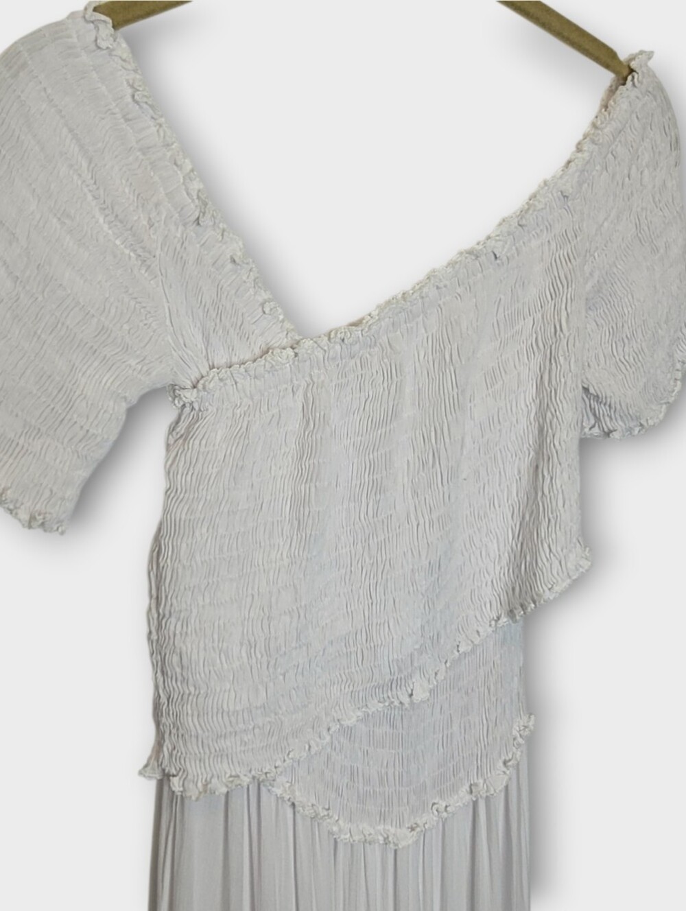 Poupette St Barth Soledad Smocked Midi Dress XS White - Picture 5 of 8